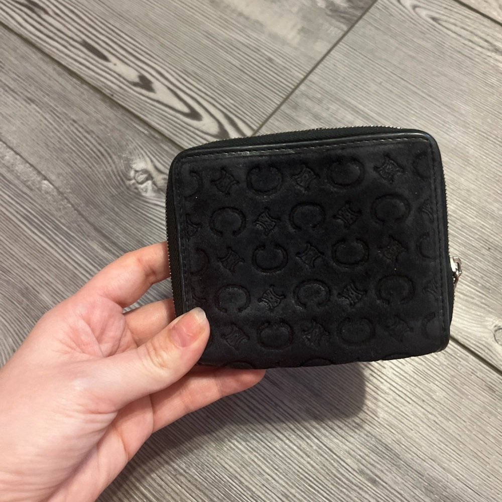 Vintage Celine Black Leather and Suede Wallet - Picture 2 of 8
